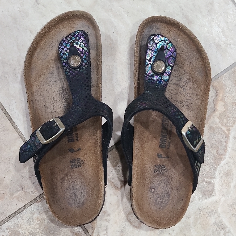 Birkenstock Black and Iridescent Sandals